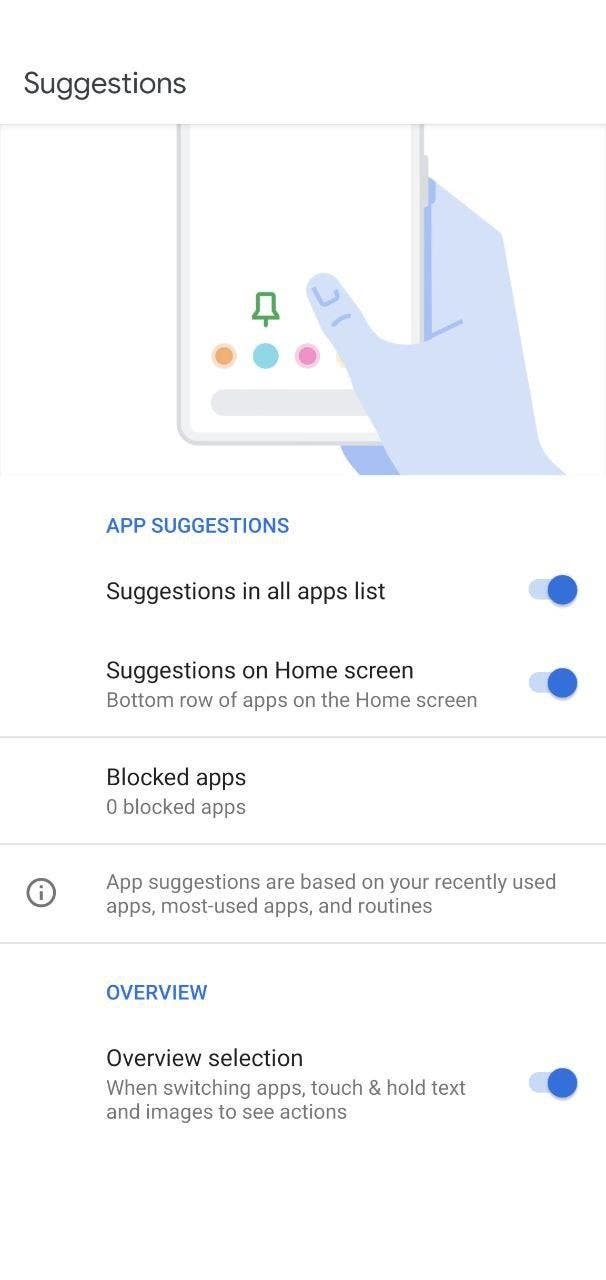 Android 11 Güncellemesinde, ana ekran başlatıcısı uygulaması için önerilen ayarlar
