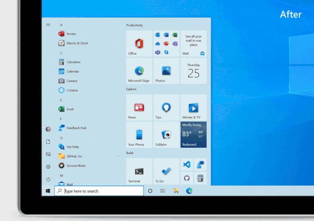 Başlat Menüsü Teması, Windows 10'un Yeni Simgeleriyle Daha İyi Eşleşir