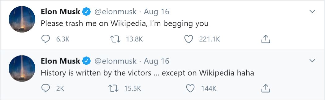 Elon Musk, Wikipedia 