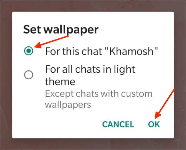 Android için WhatsApp'ta Sohbetler için Özel Duvar Kağıdı Ayarlayın