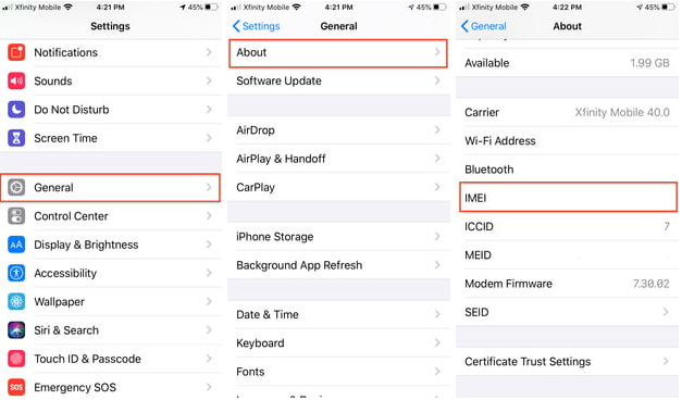 İPhone'da IMEI'yi kontrol etme