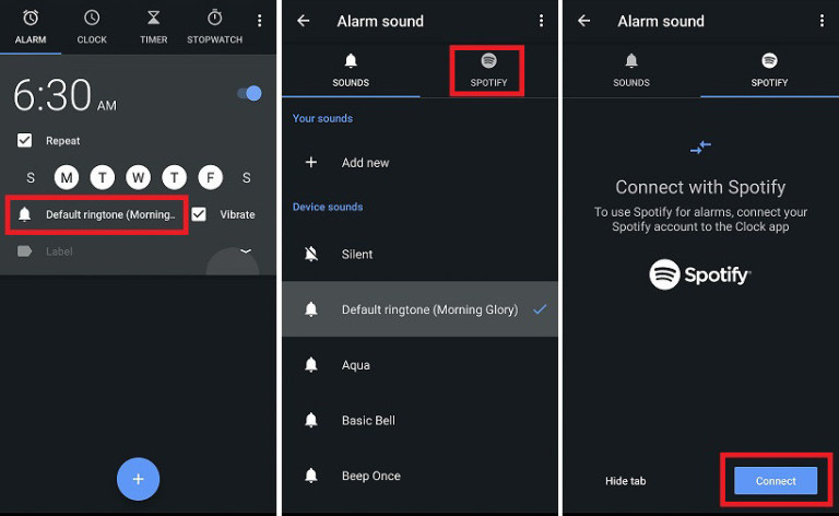 Google'ın Saat Uygulamasıyla Spotify'la Uyanın