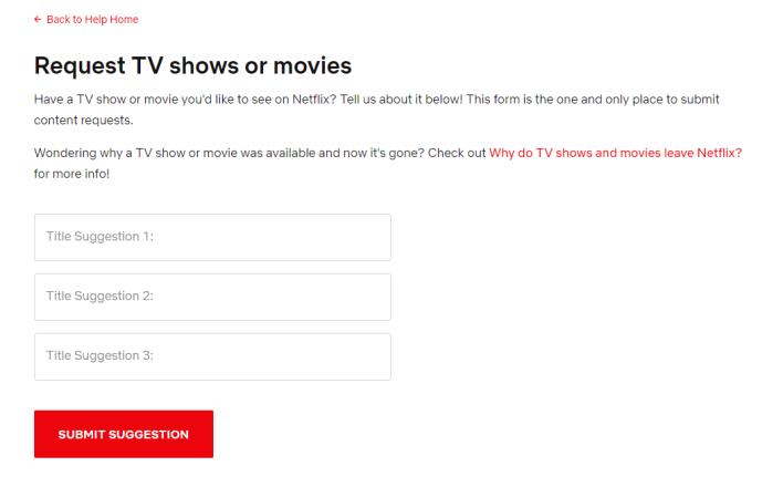 Netflix'ten Bir Dizi veya Film Eklemesini İsteyin