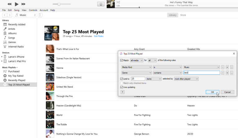 iTunes Otomatik Oynatma Listelerini Düzenle