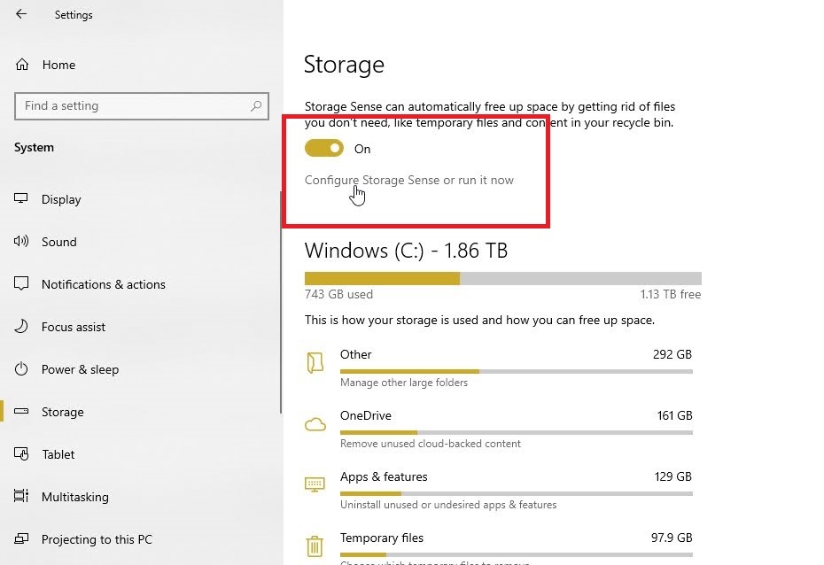 Windows 10'da Storage Sense'yi (Akıllı Depolamayı) Yapılandırma