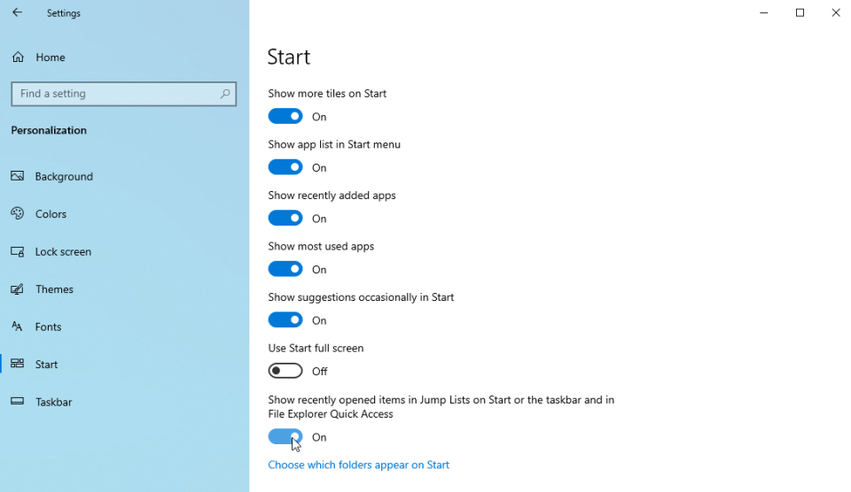 Windows 10 Başlat Menüsü