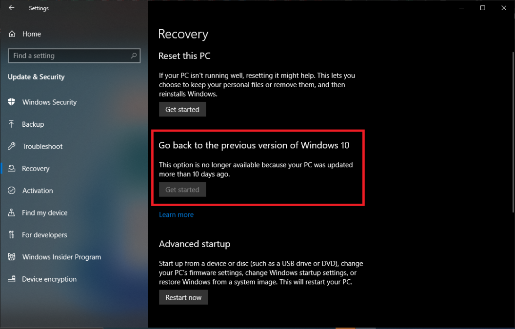 Windows 10 Özellik Güncellemelerini Kaldırın